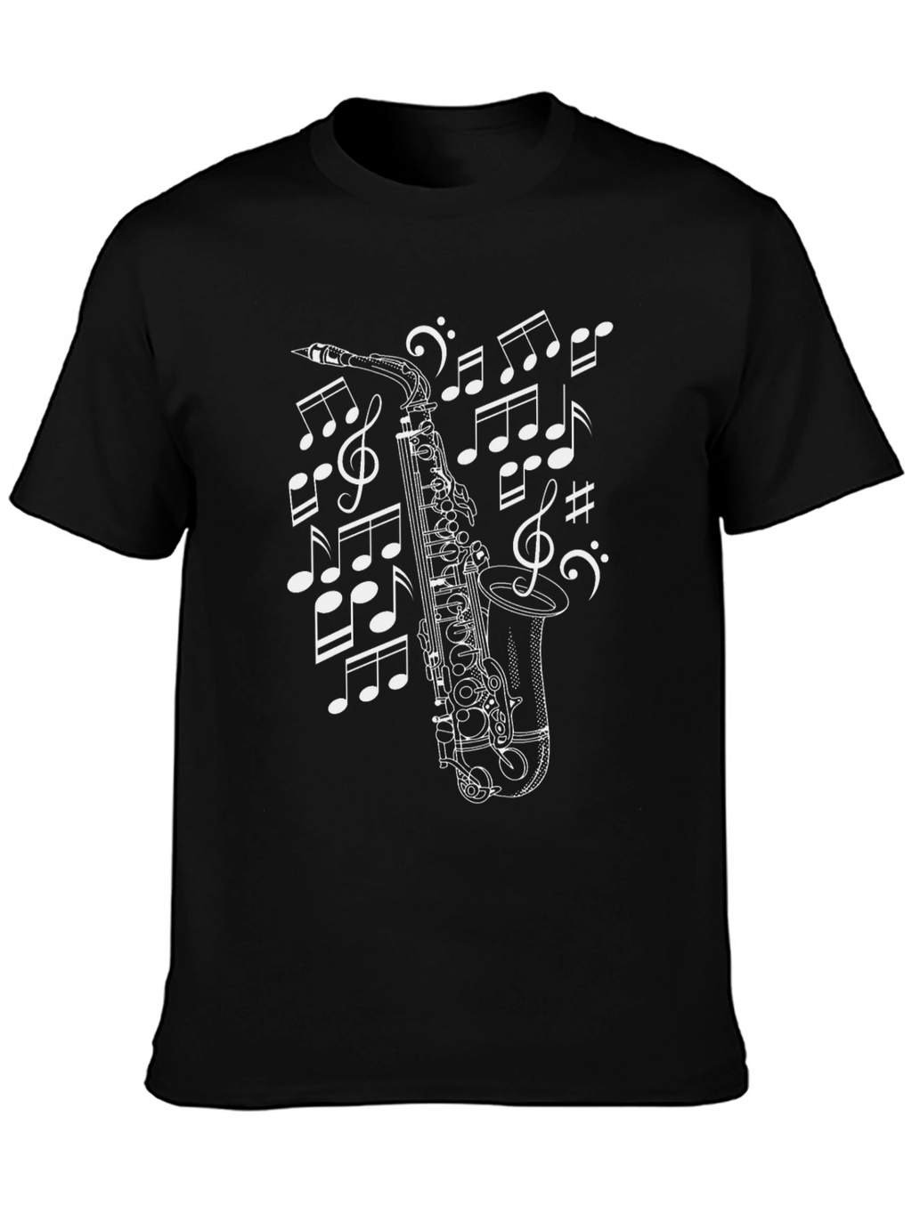 Musical Saxophone T-Shirt - Black Cotton Tee