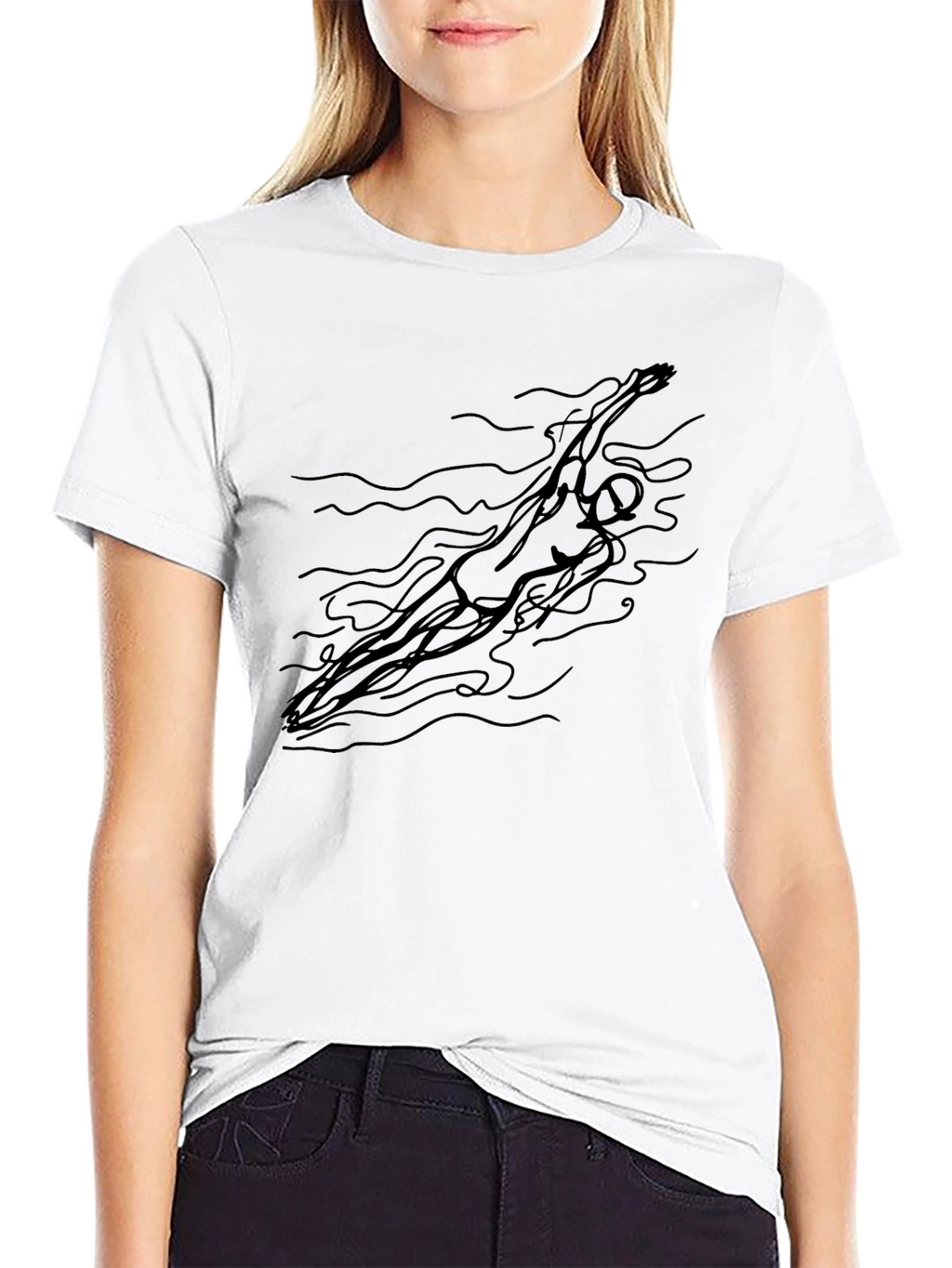 Swimmer Graphic Tee - Artistic Minimalist Design