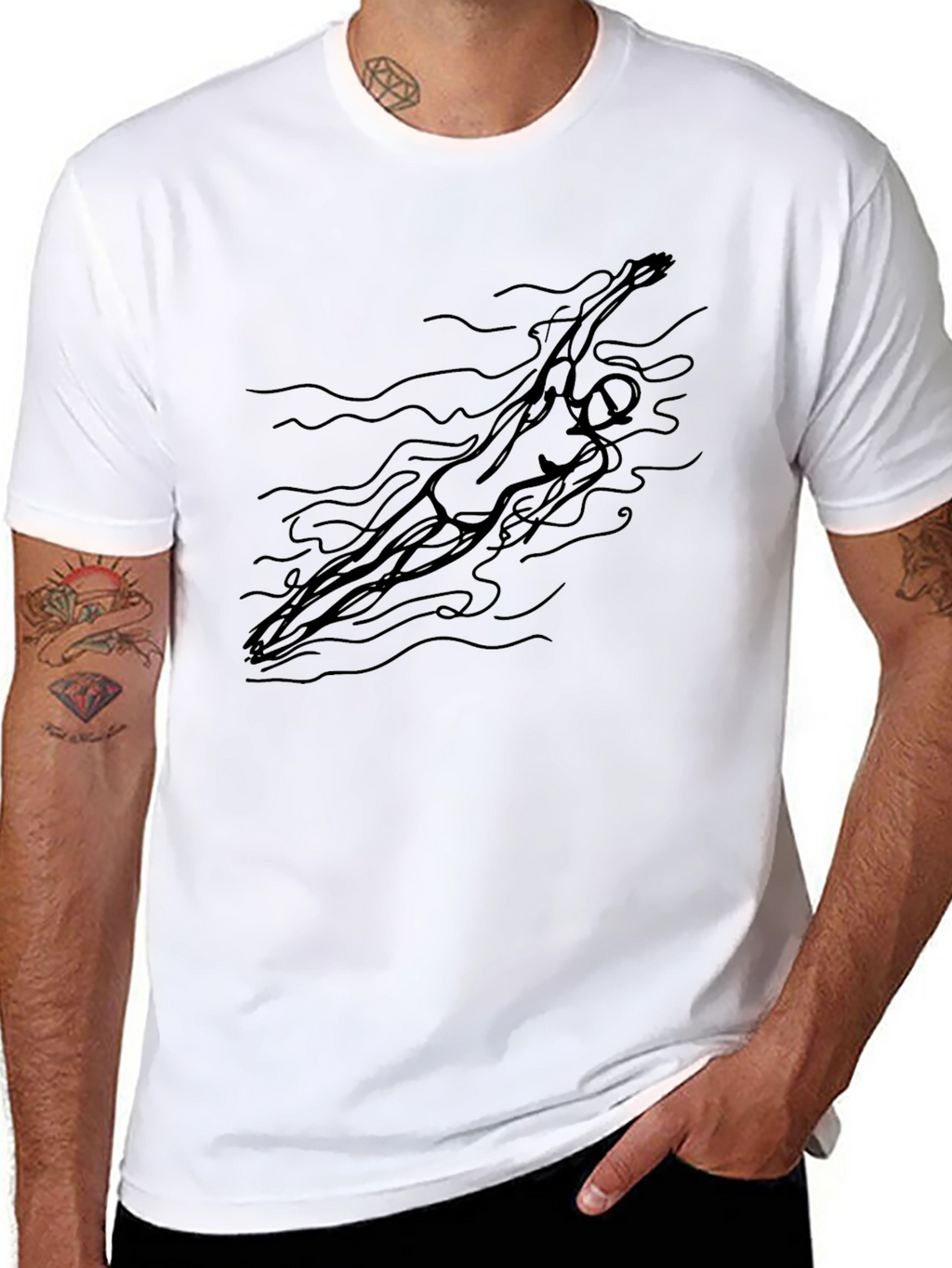 Swimmer Graphic Tee - Artistic Minimalist Design
