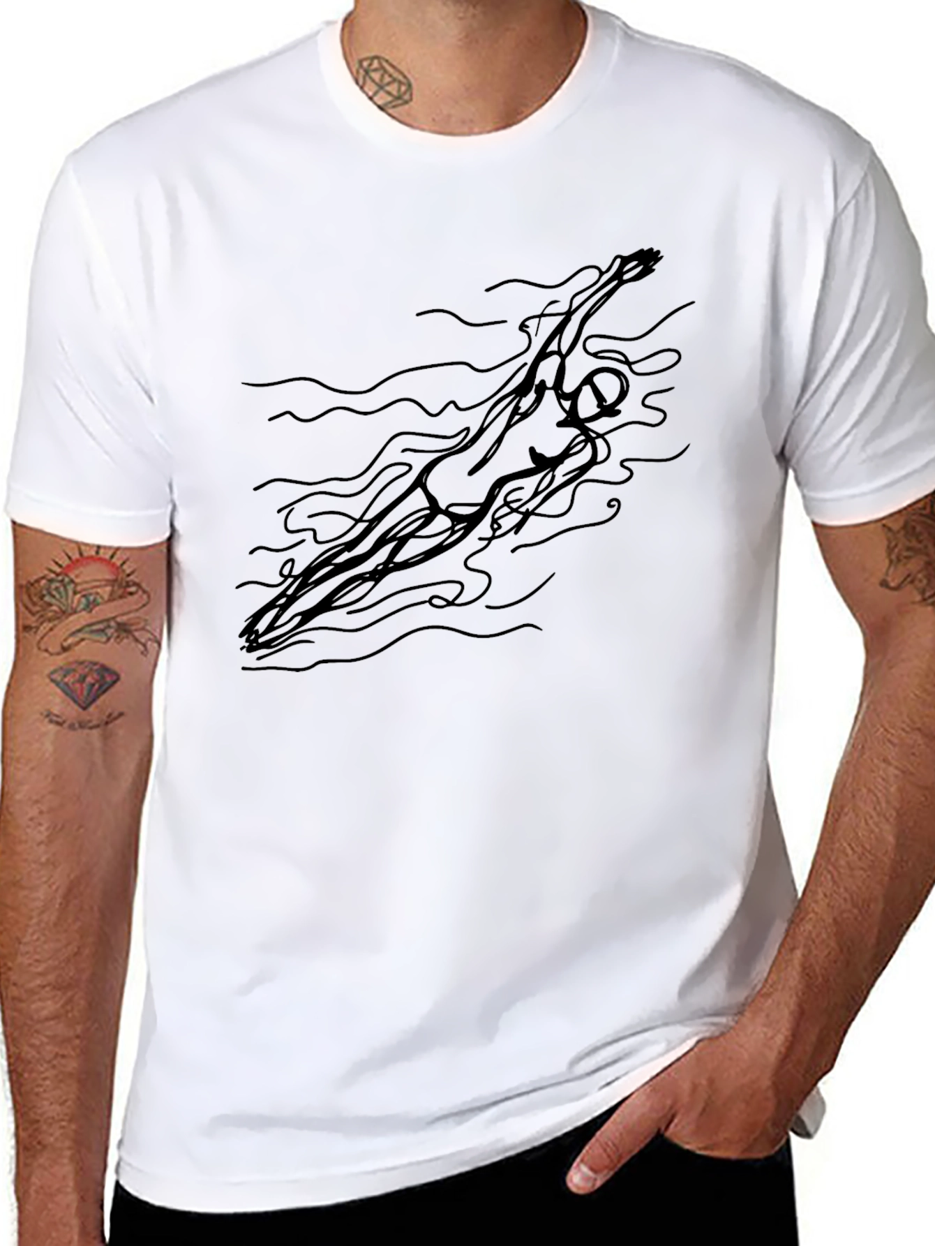 Swimmer Graphic Tee - Artistic Minimalist Design