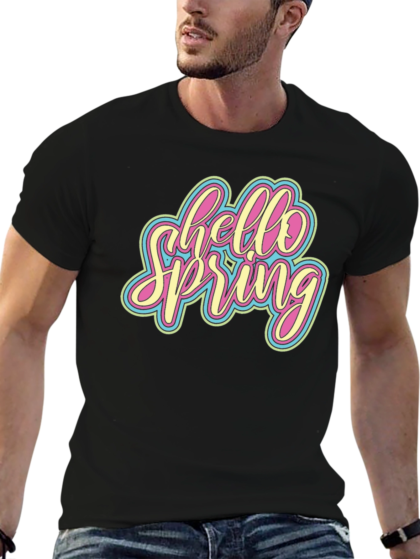 Hello Spring Graphic Tee - Black