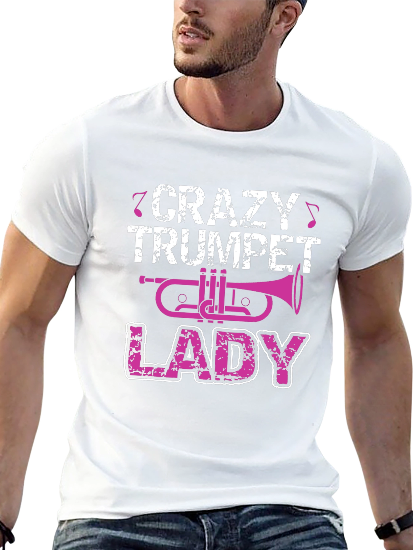 Crazy Trumpet Lady Graphic T-Shirt