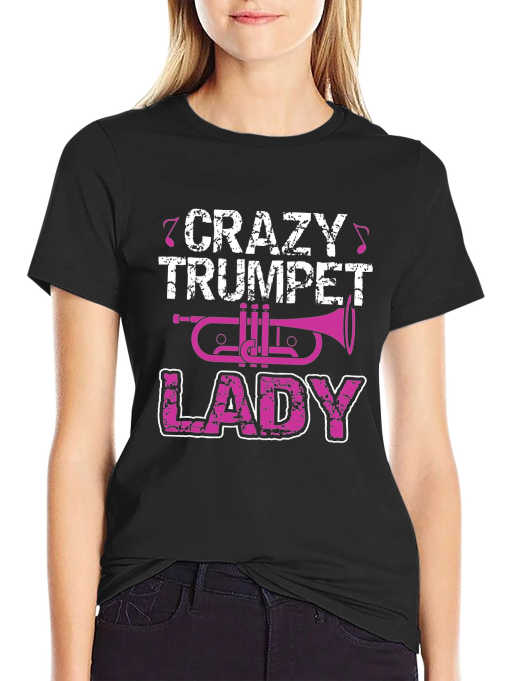 Crazy Trumpet Lady Graphic T-Shirt