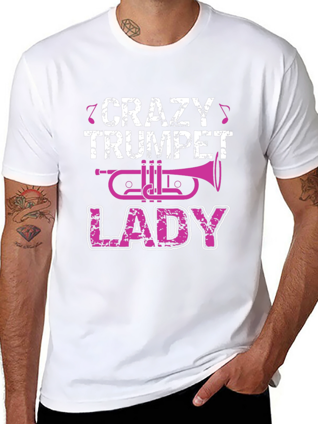 Crazy Trumpet Lady Graphic T-Shirt