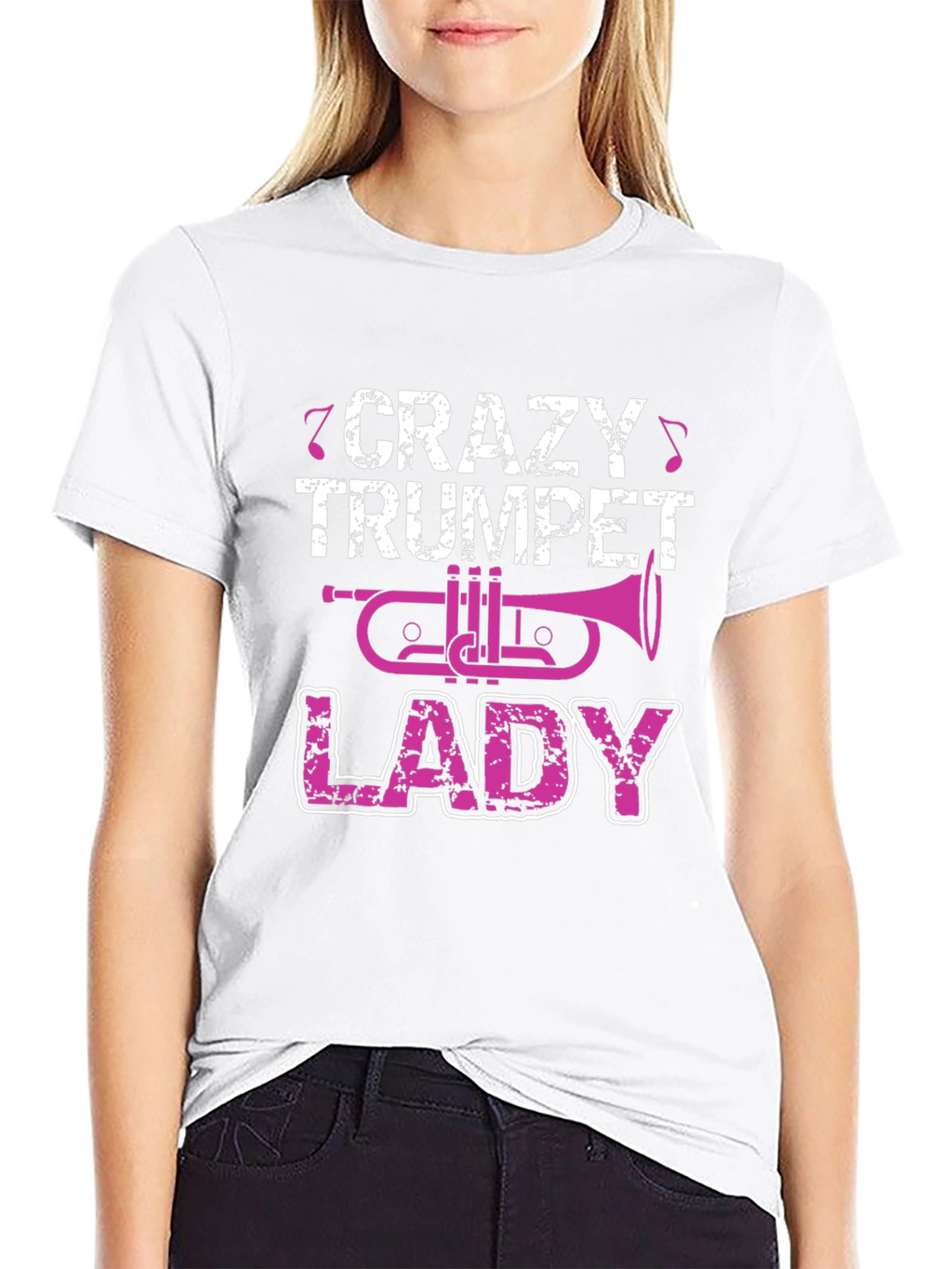 Crazy Trumpet Lady Graphic T-Shirt