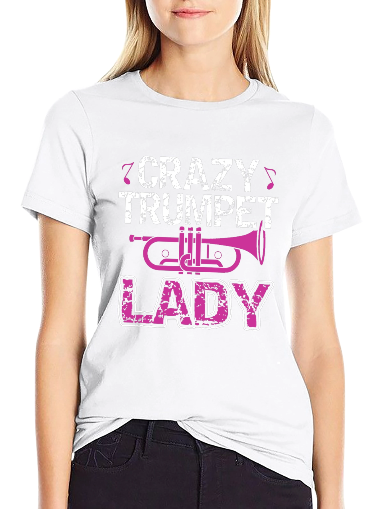 Crazy Trumpet Lady Graphic T-Shirt