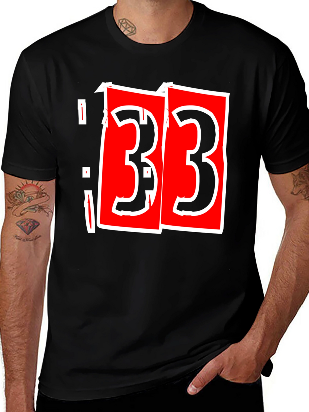 Bold 33 Graphic T-Shirt - Black Cotton Tee