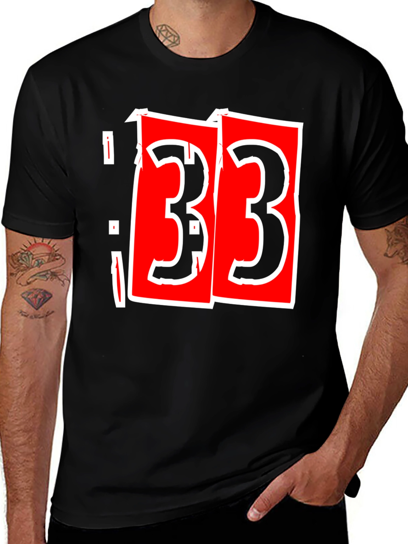 Bold 33 Graphic T-Shirt - Black Cotton Tee