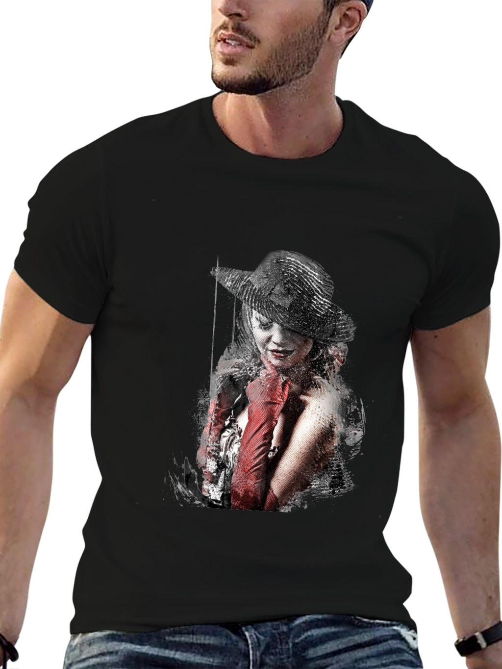 Stylish Graphic Print T-Shirt - Dark Fashion