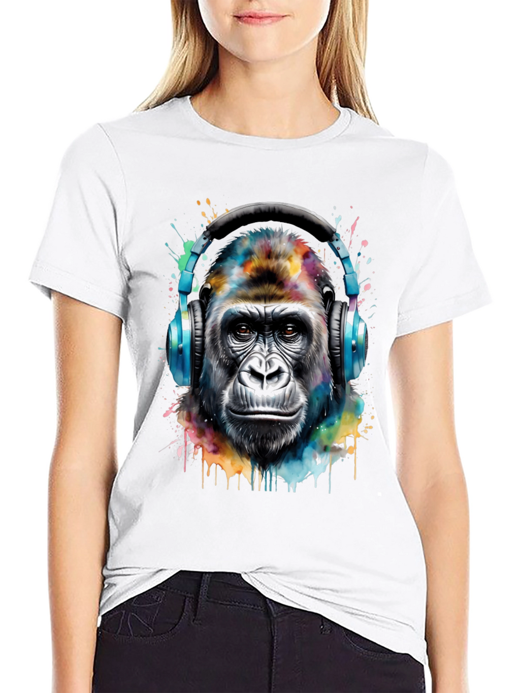 Gorilla Headphones Black T-Shirt