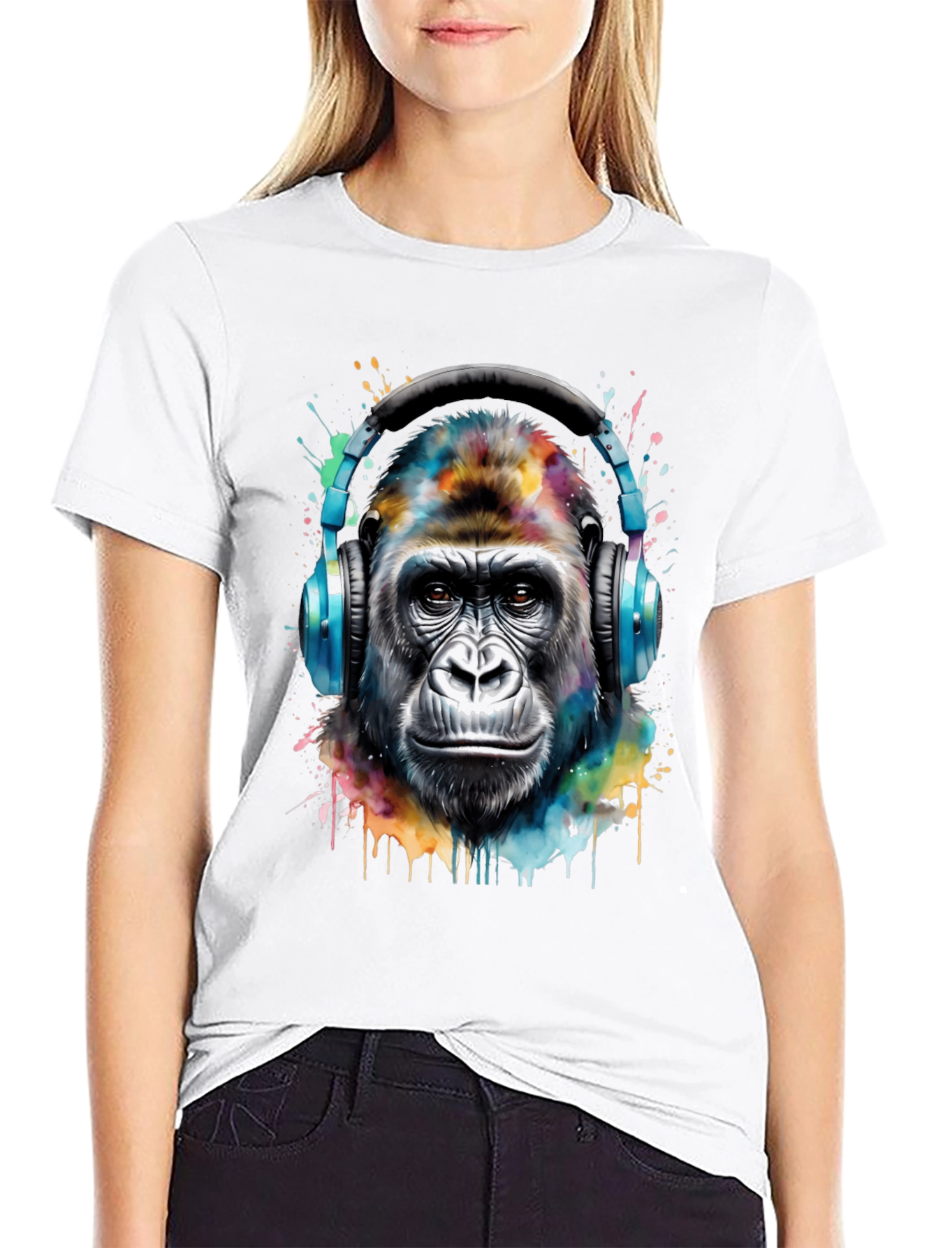 Gorilla Headphones Black T-Shirt