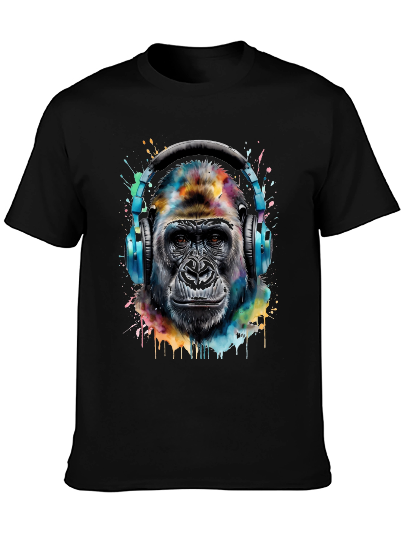 Gorilla Headphones Black T-Shirt
