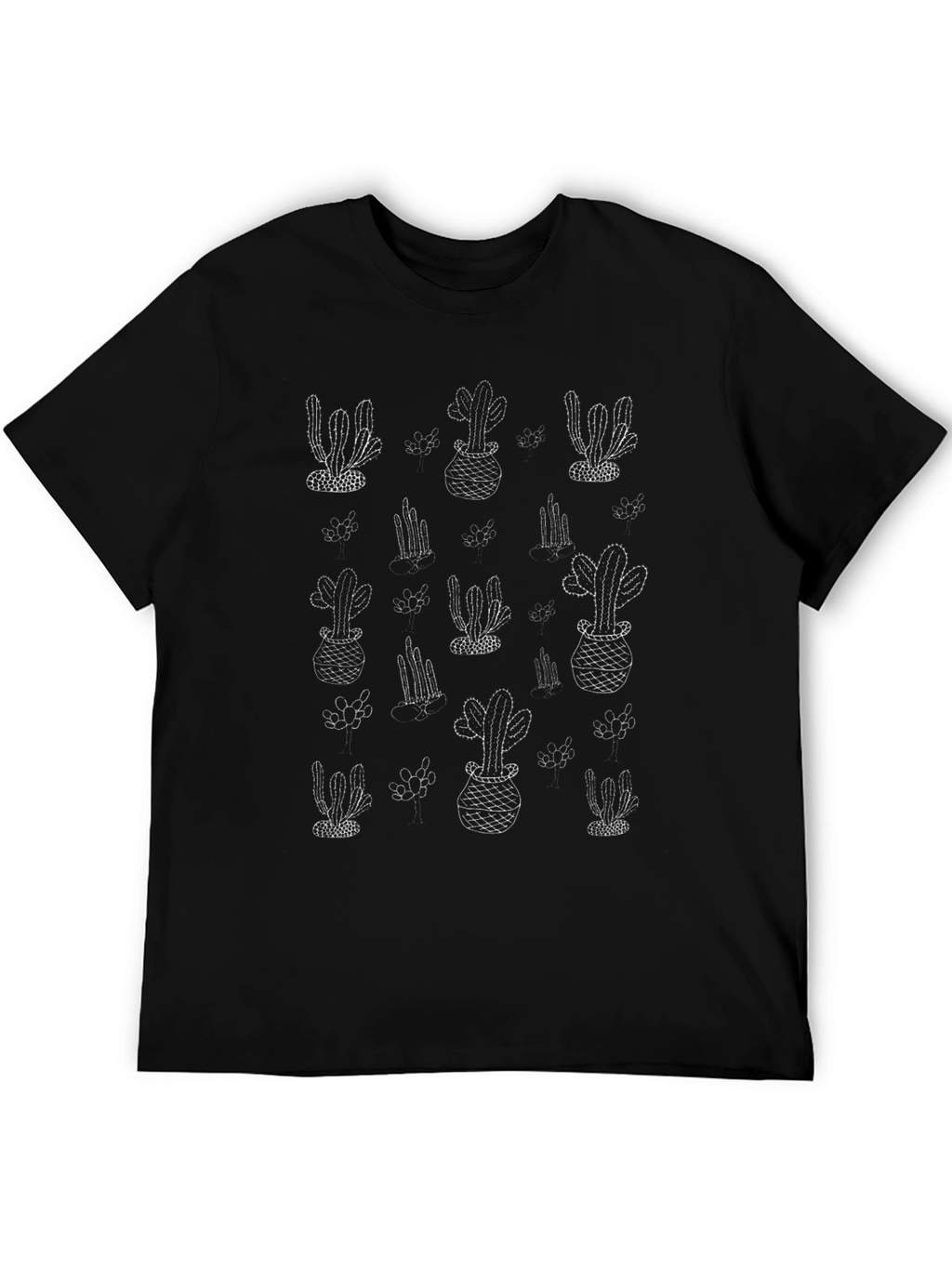 Cactus Print Black T-Shirt - Desert Vibes