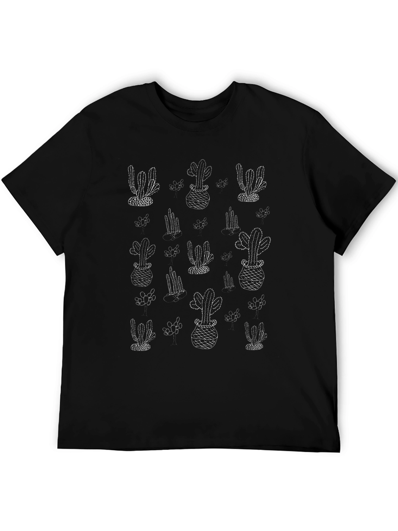 Cactus Print Black T-Shirt - Desert Vibes
