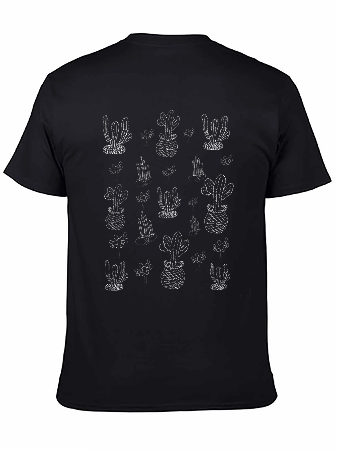 Cactus Print Black T-Shirt - Desert Vibes