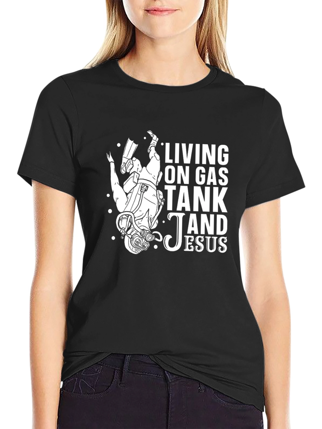 Diver Gas Tank and Jesus Graphic Tee