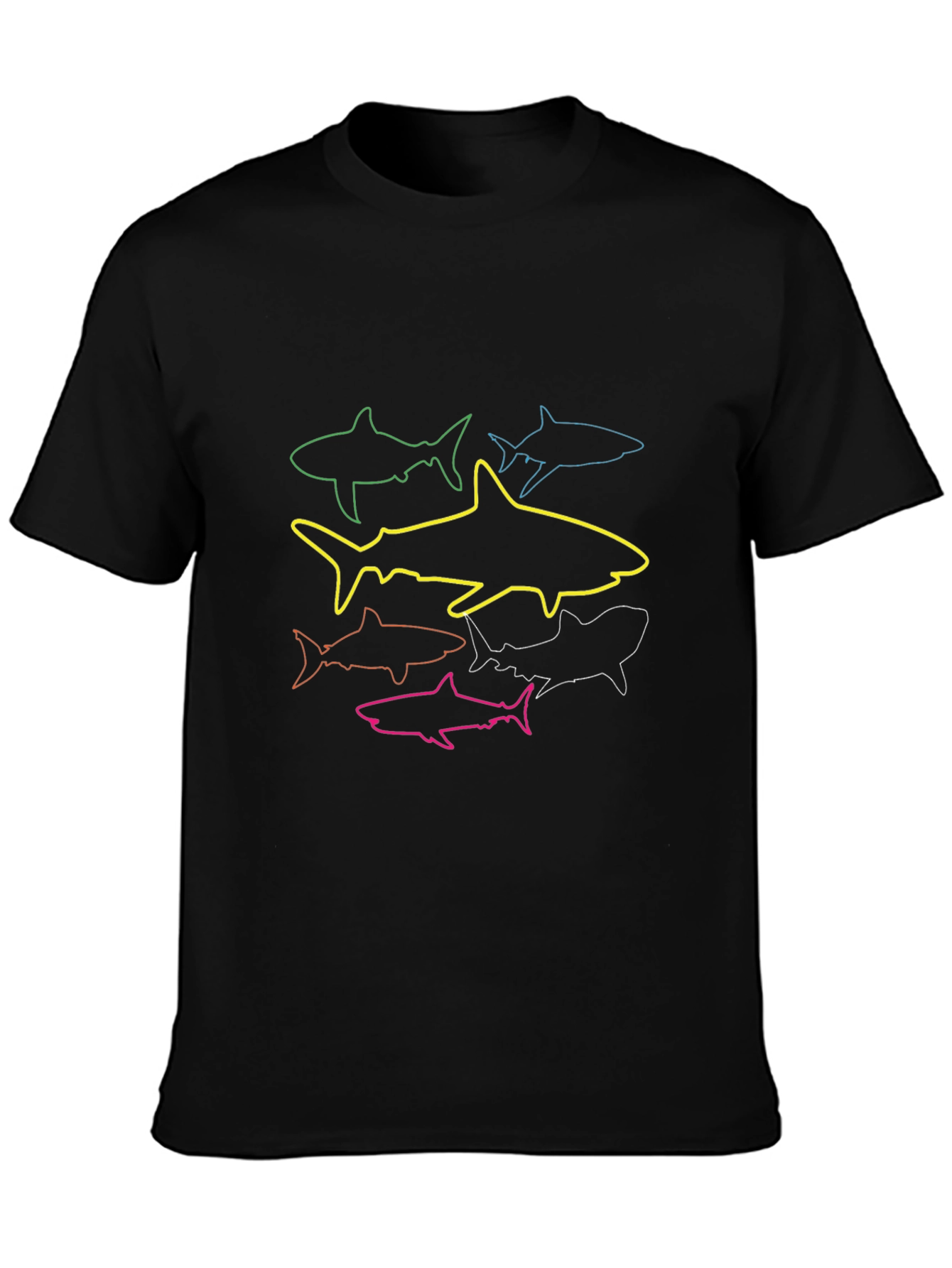 Shark Outline Graphic Tee - Cool Design T-Shirt