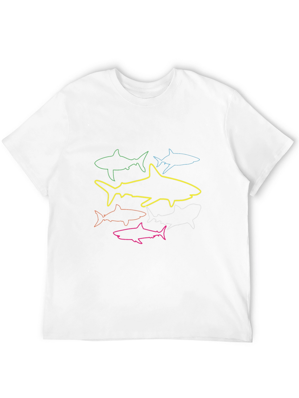 Shark Outline Graphic Tee - Cool Design T-Shirt