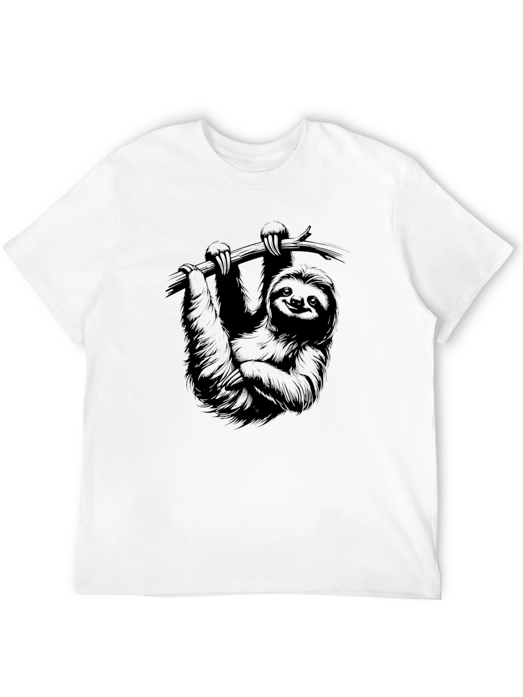 Sloth Graphic Print Mens T-Shirt - Black