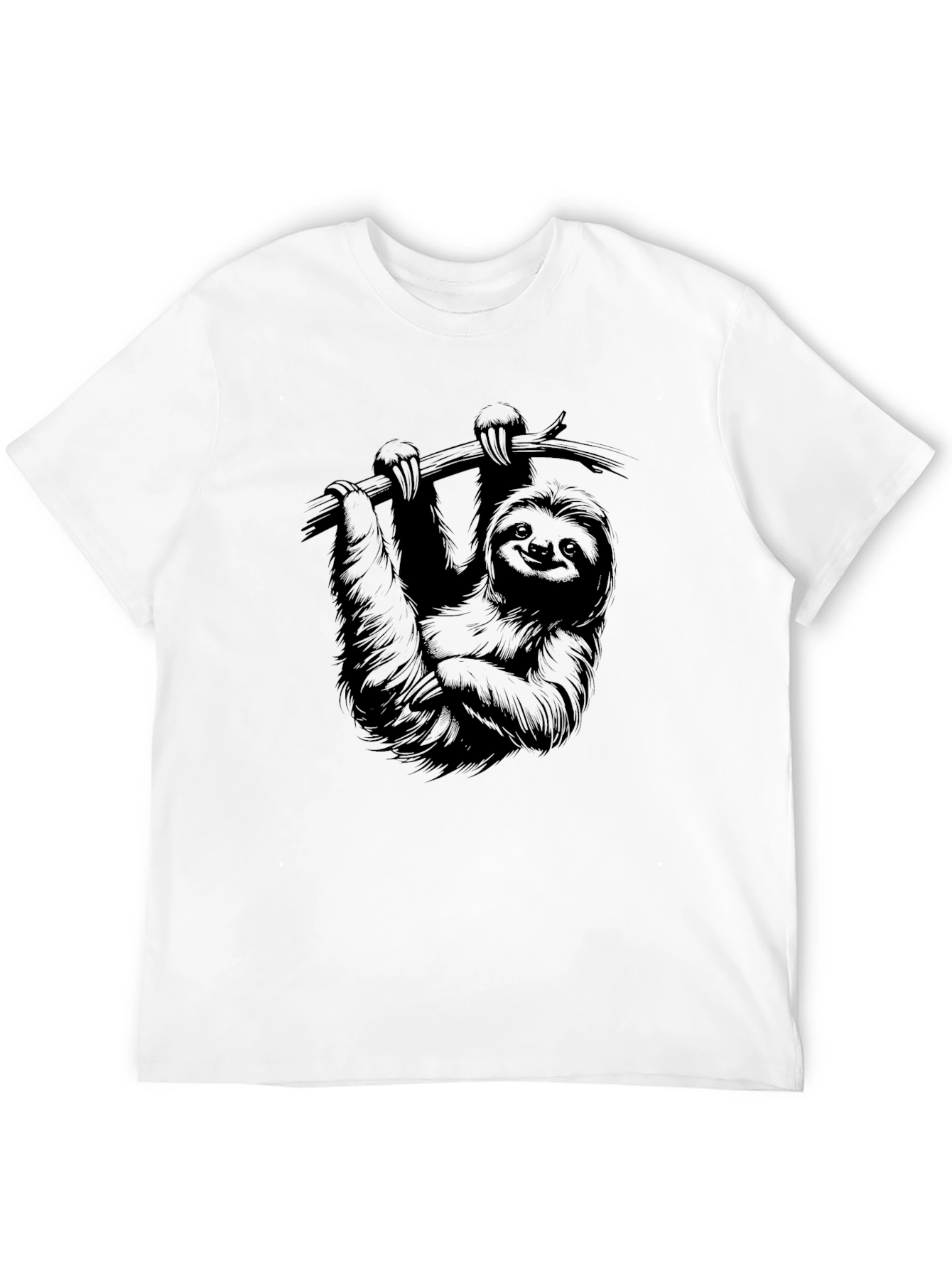 Sloth Graphic Print Mens T-Shirt - Black