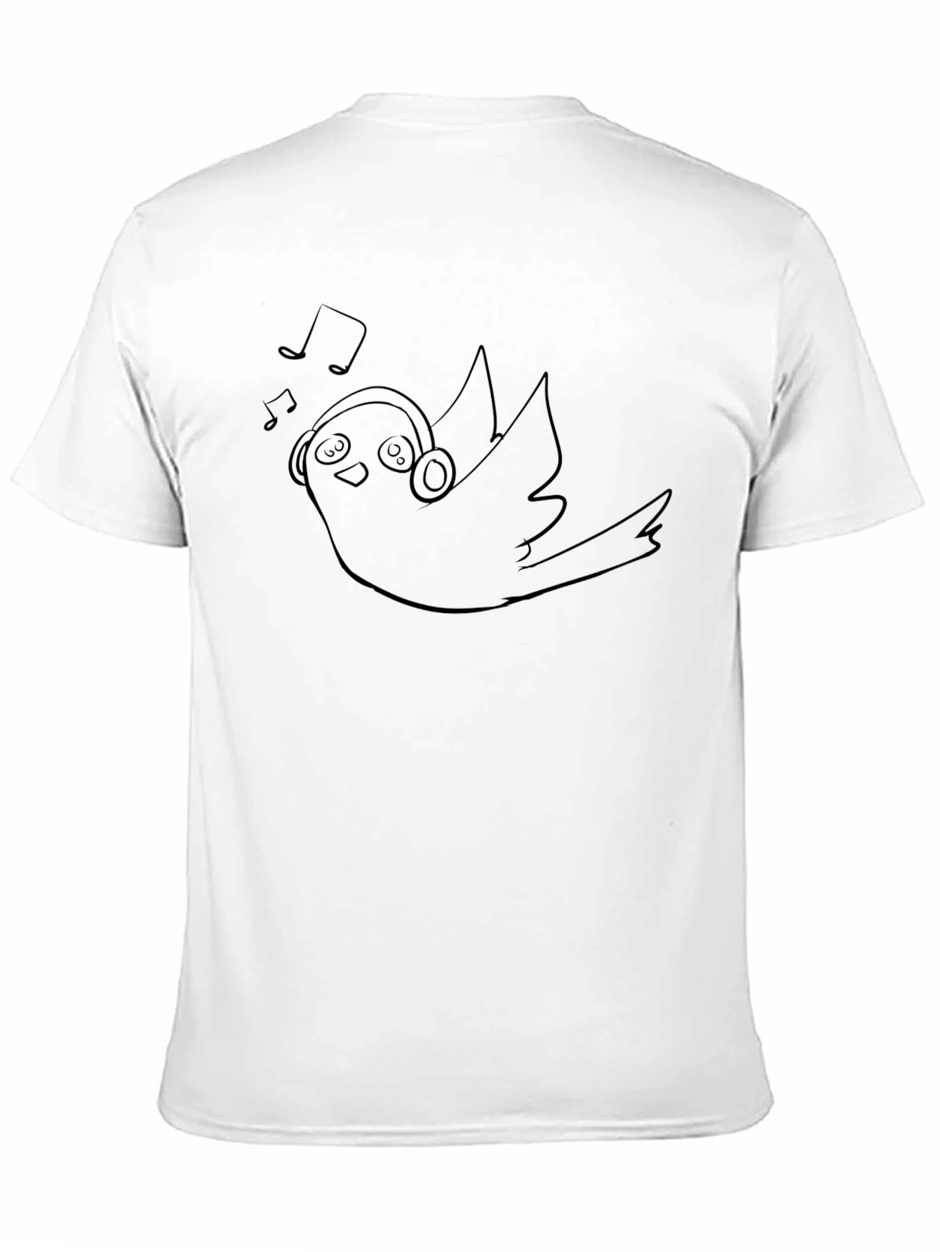 Bird with Headphones Black T-Shirt