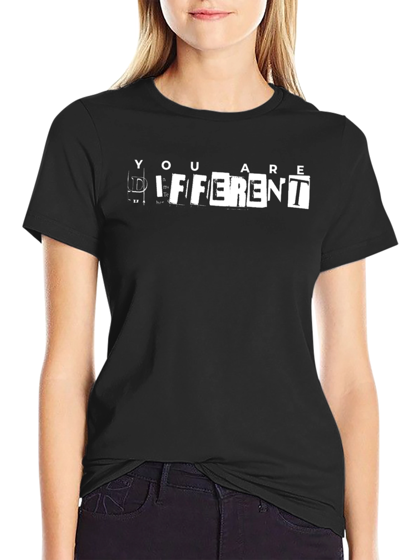 Unique You are Different Graphic Black T-Shirt