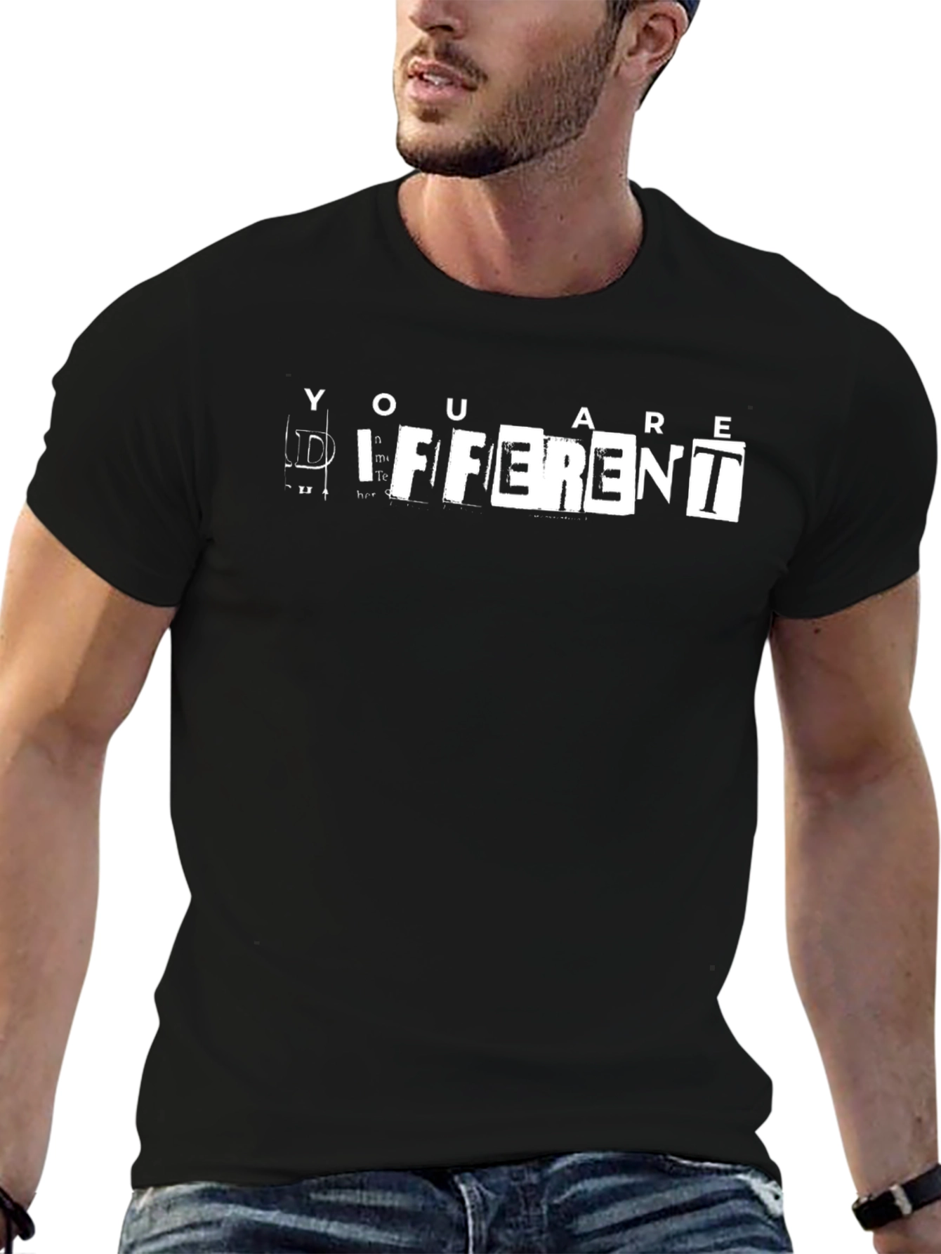Unique You are Different Graphic Black T-Shirt
