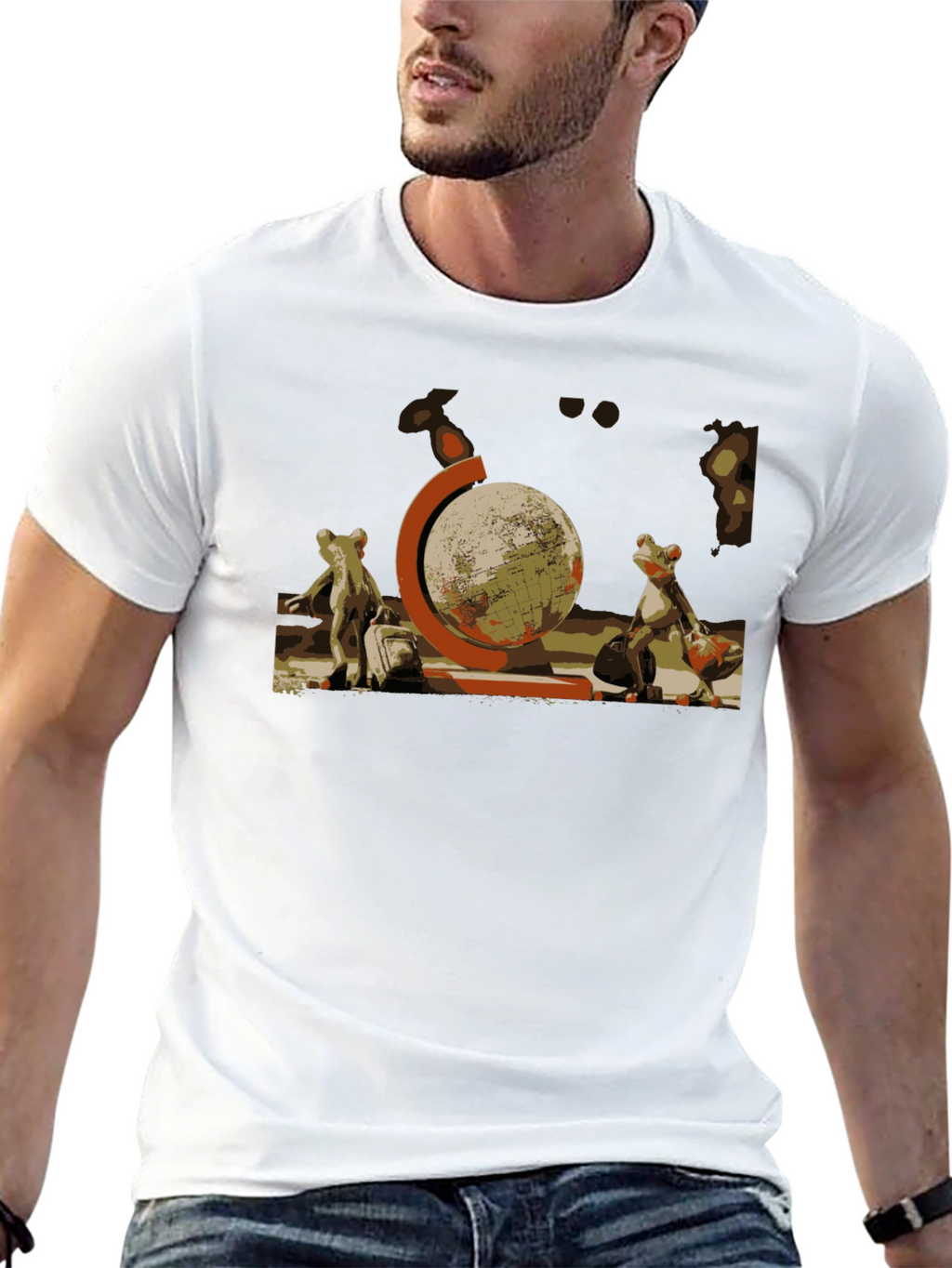 Frog Travelers T-Shirt: Globe Trotter Design