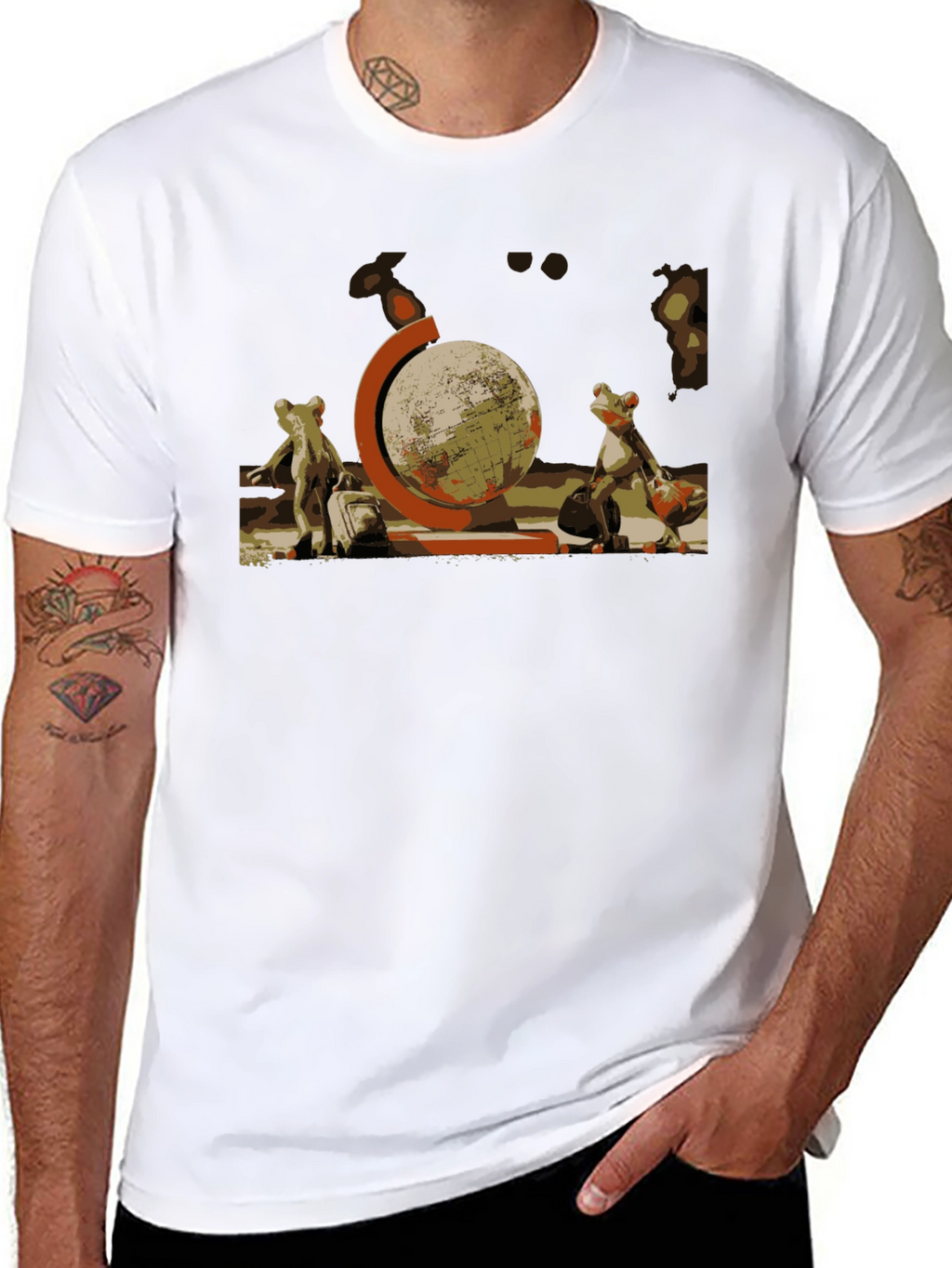 Frog Travelers T-Shirt: Globe Trotter Design