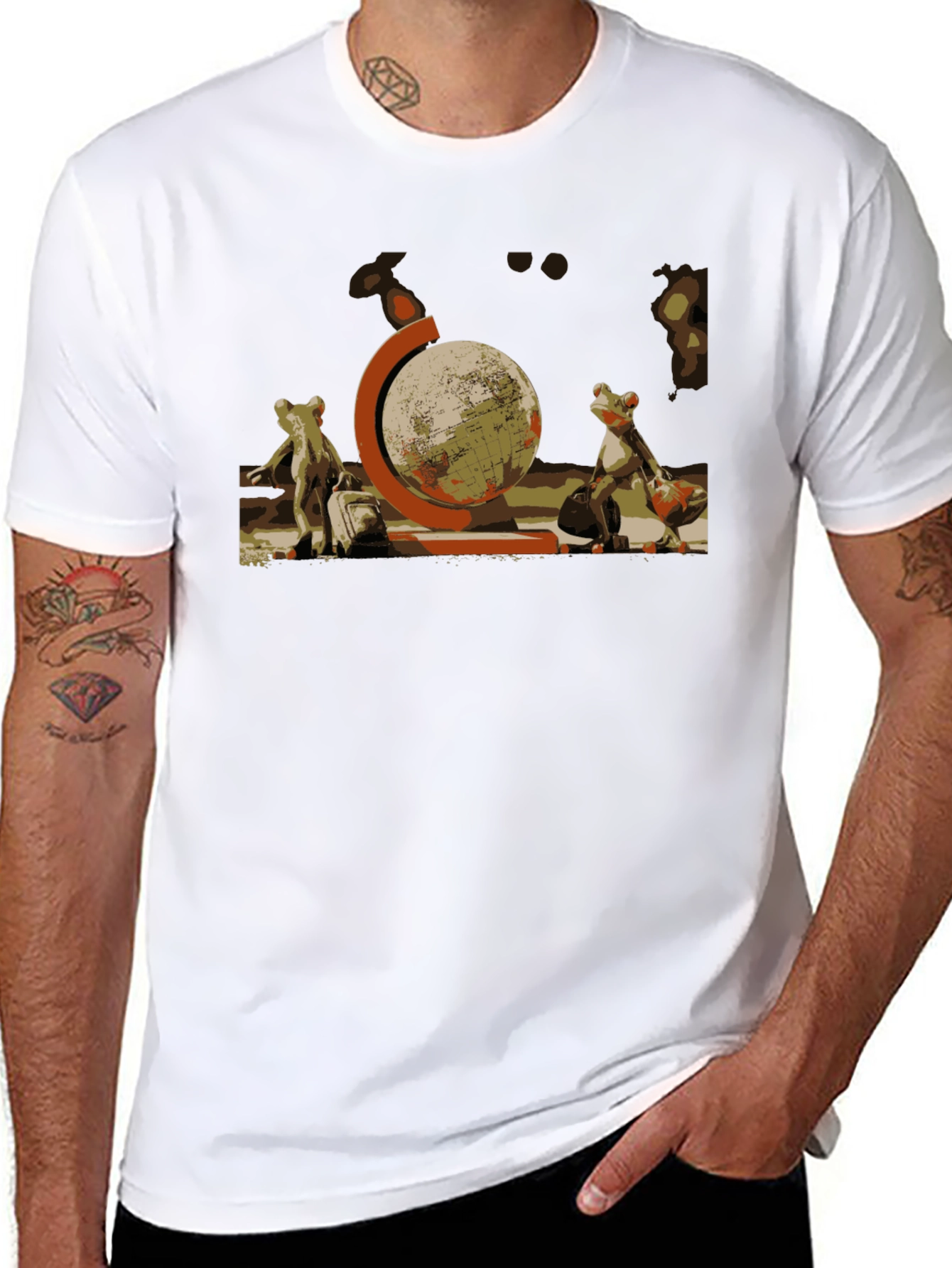 Frog Travelers T-Shirt: Globe Trotter Design