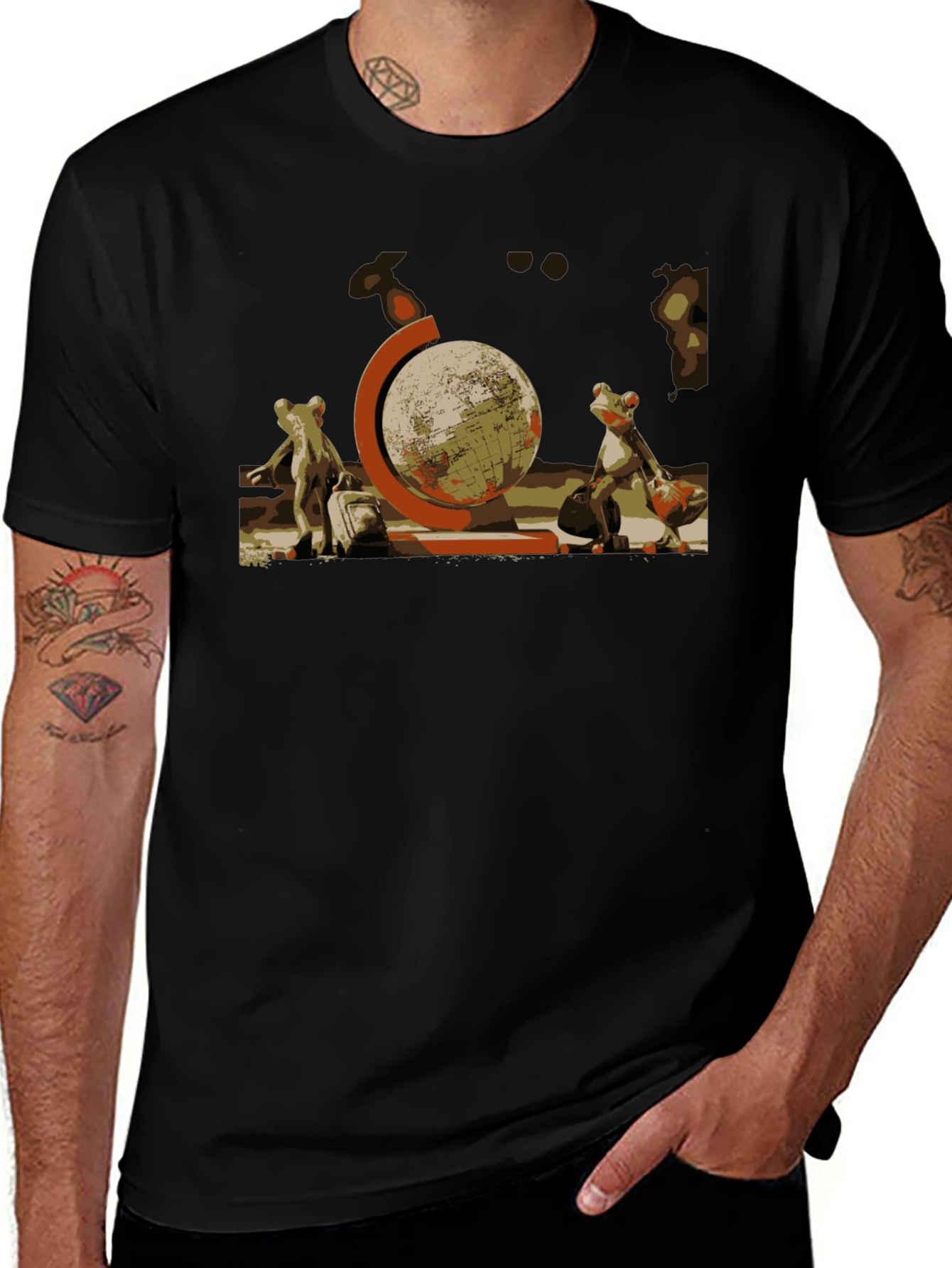 Frog Travelers T-Shirt: Globe Trotter Design