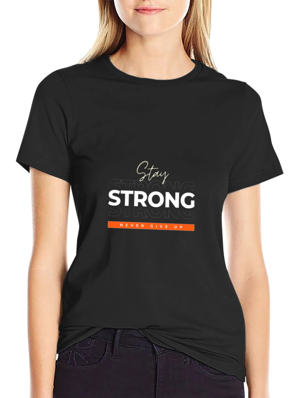 Stay Strong Graphic Tee - Motivational Black T-Shirt