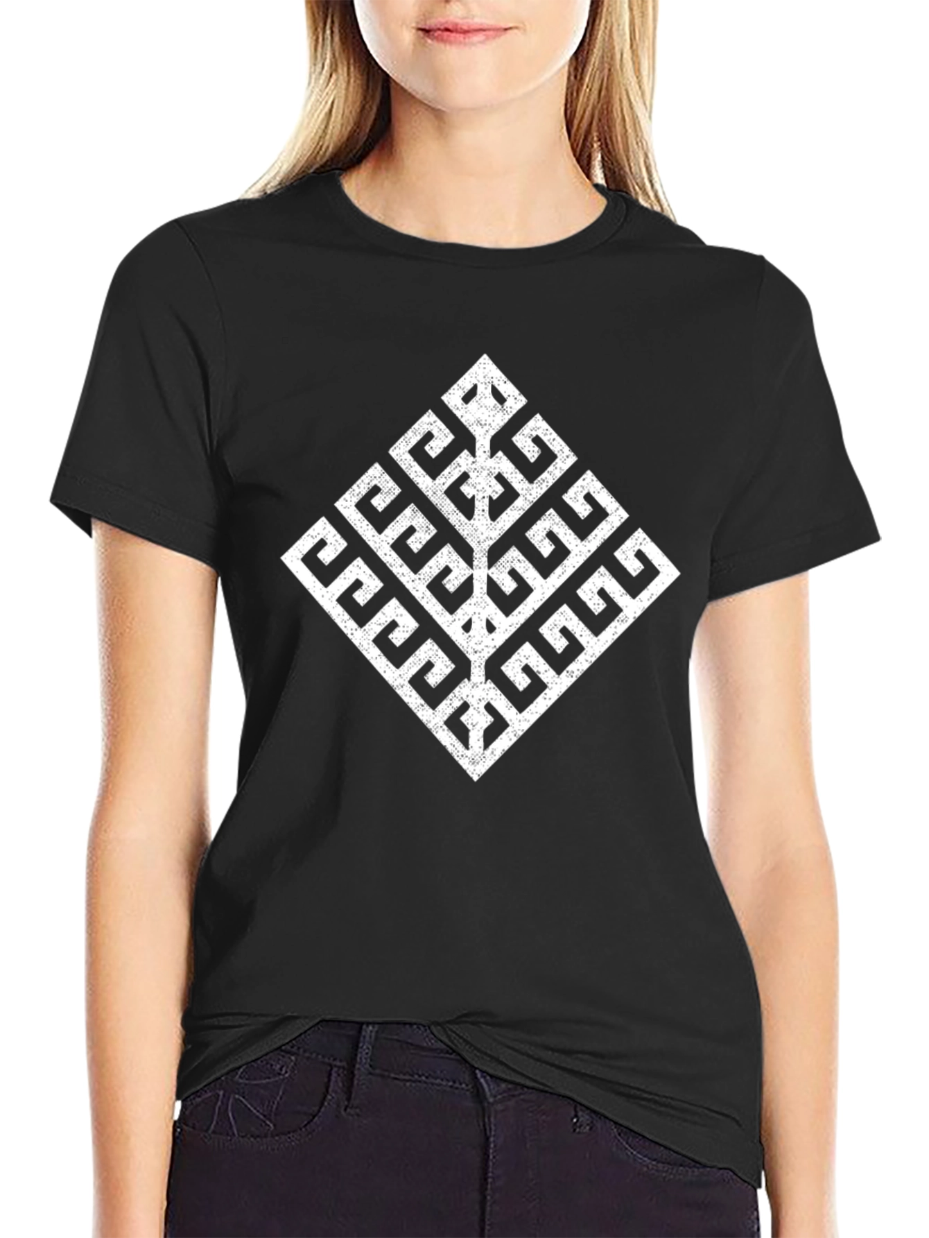 Geometric Tree T-Shirt - Soft Black Cotton Tee