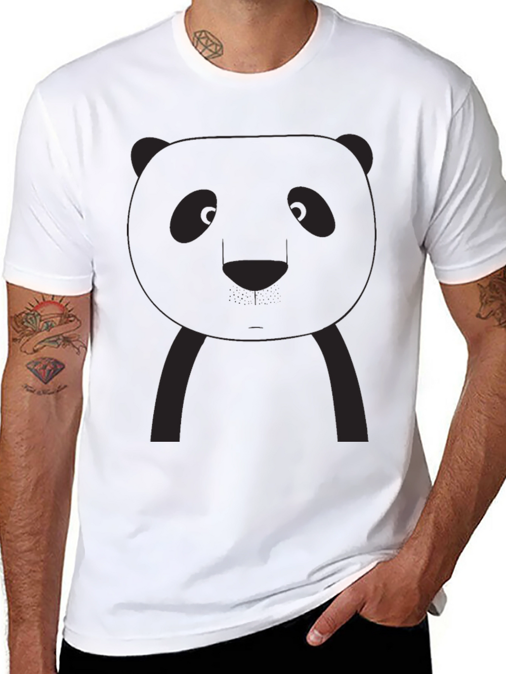 Panda Graphic Tee - Black Crew Neck