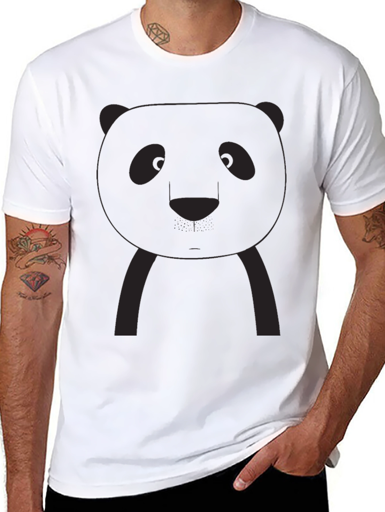 Panda Graphic Tee - Black Crew Neck