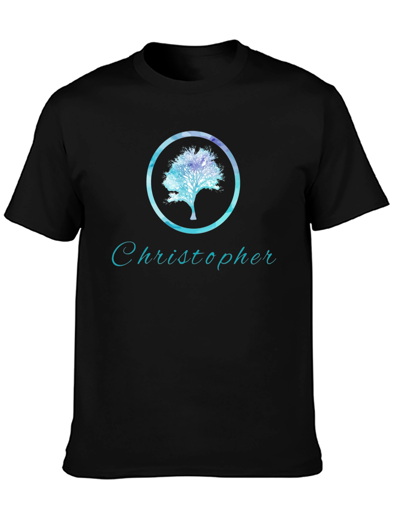 Personalized Tree Graphic Black T-Shirt