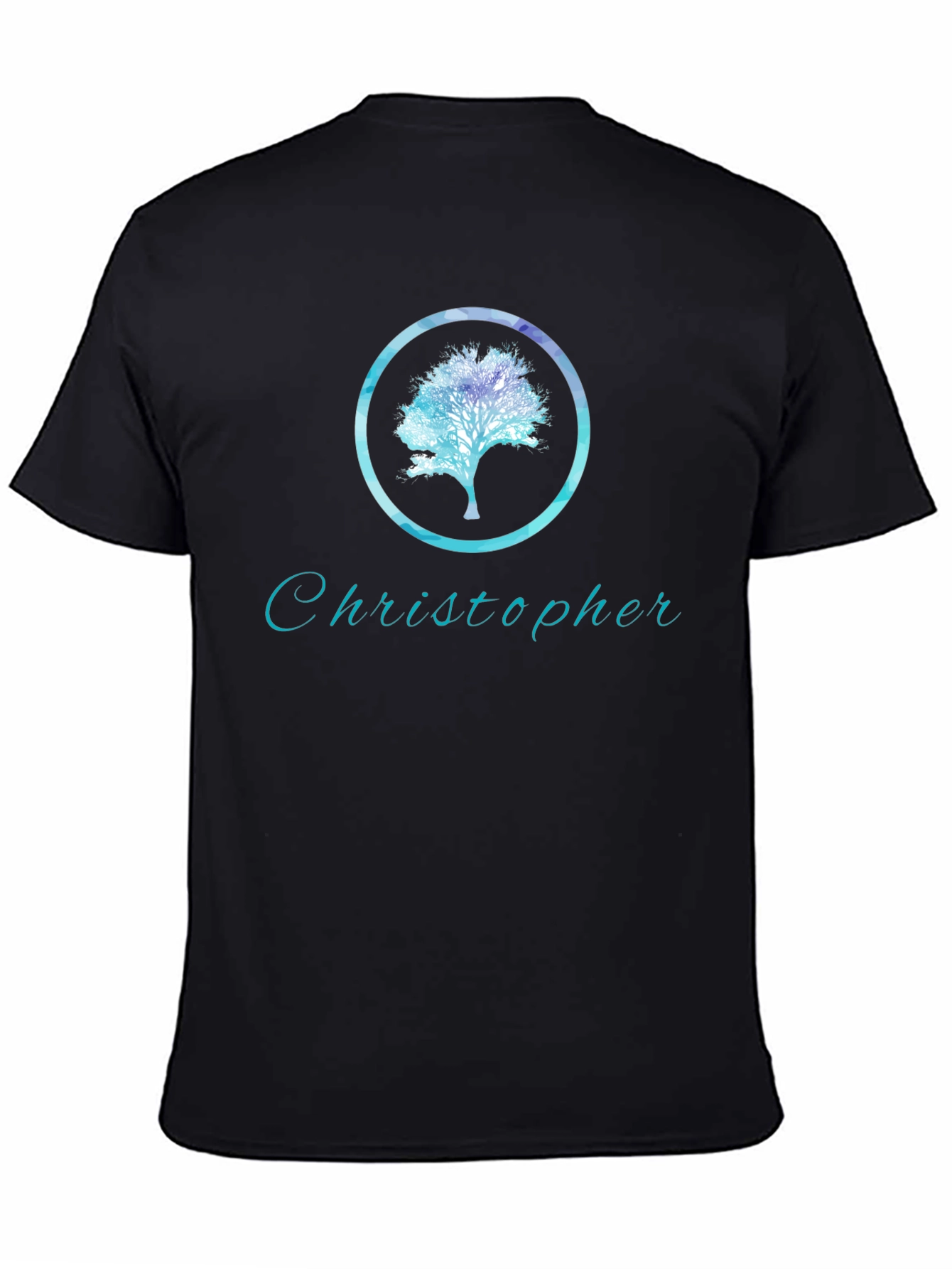 Personalized Tree Graphic Black T-Shirt
