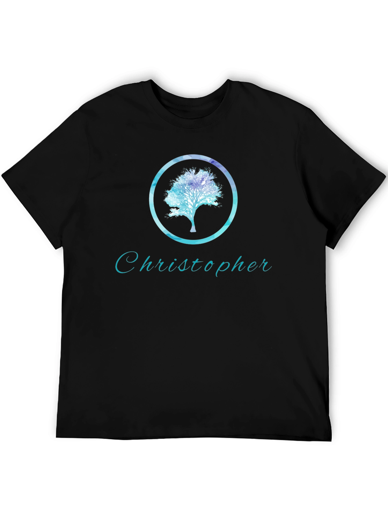 Personalized Tree Graphic Black T-Shirt