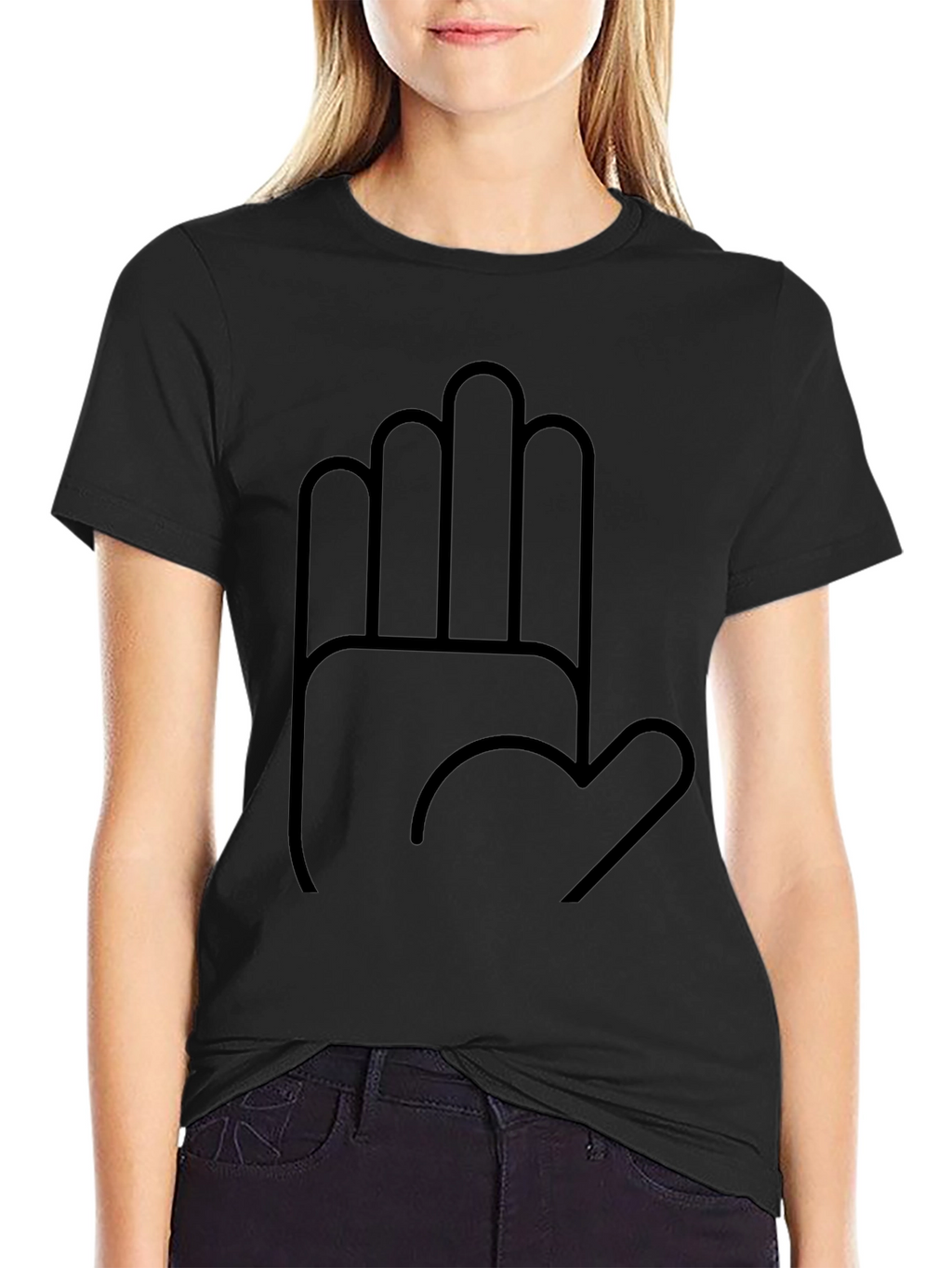 Minimalist Hand Graphic Black T-Shirt
