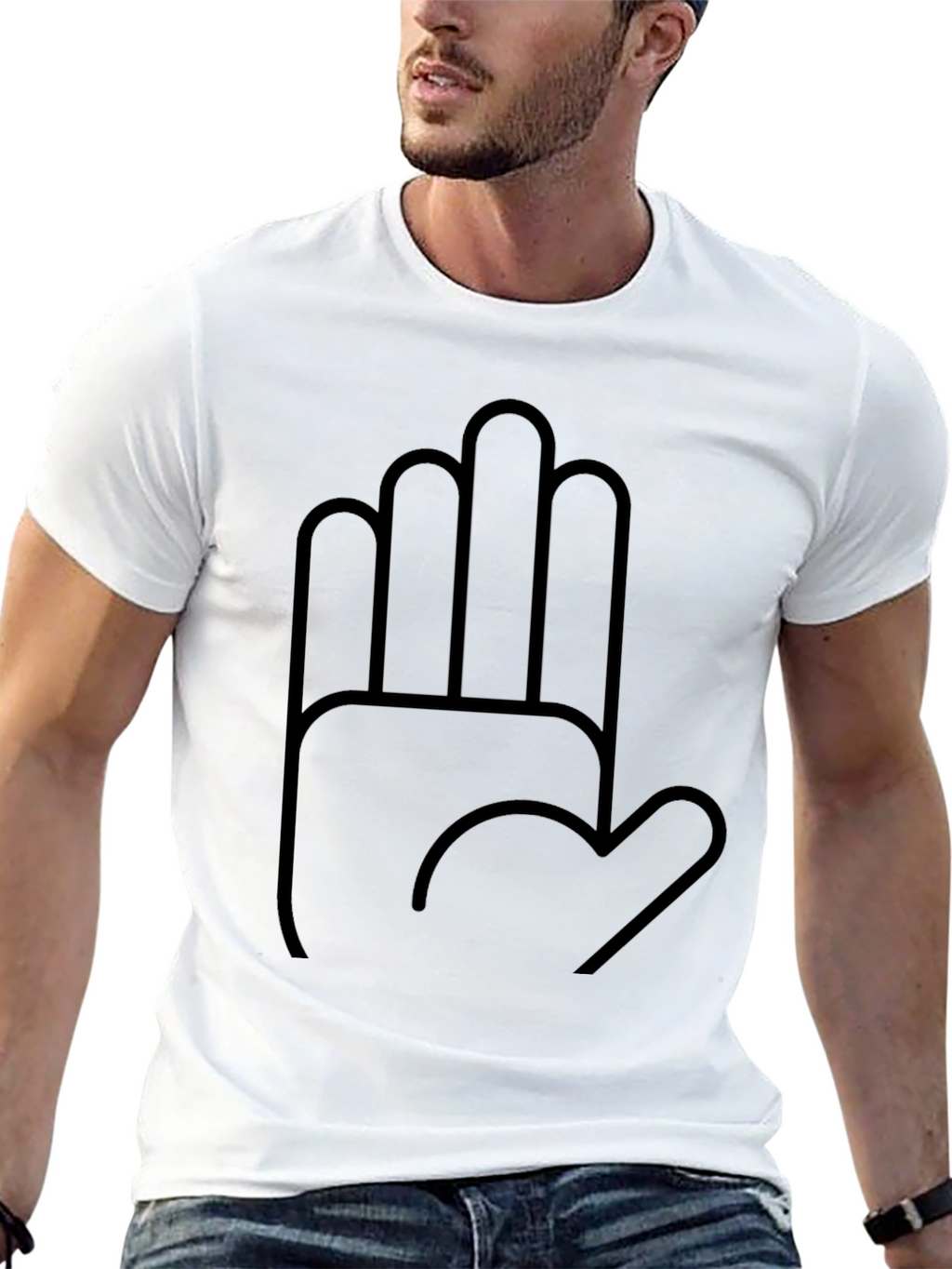 Minimalist Hand Graphic Black T-Shirt