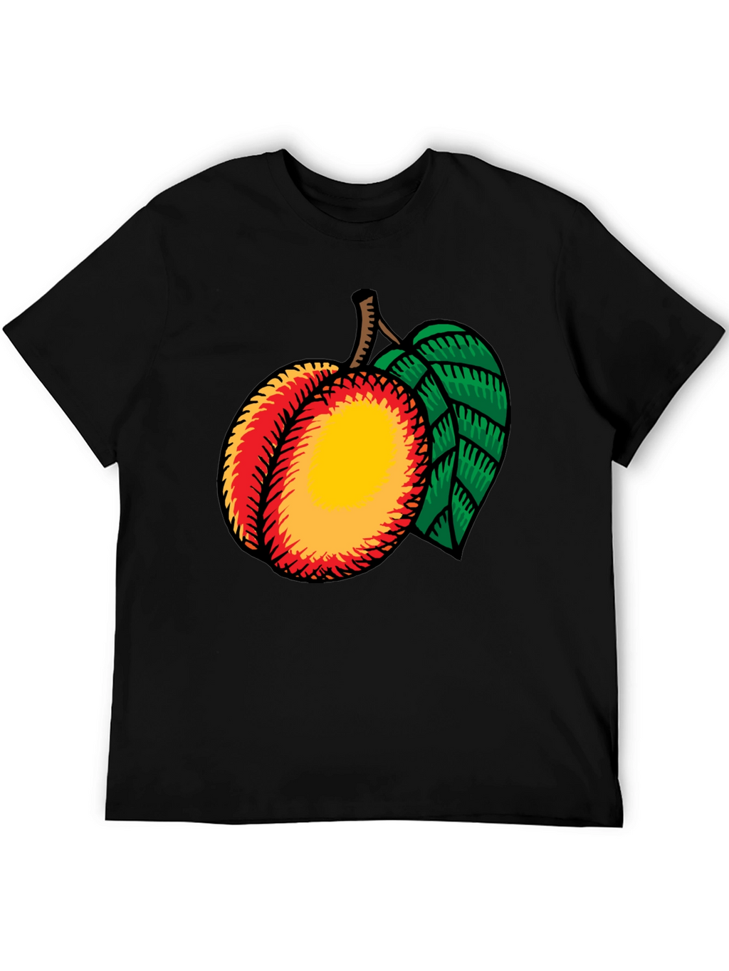 Peach Graphic Tee - Casual Black T-Shirt