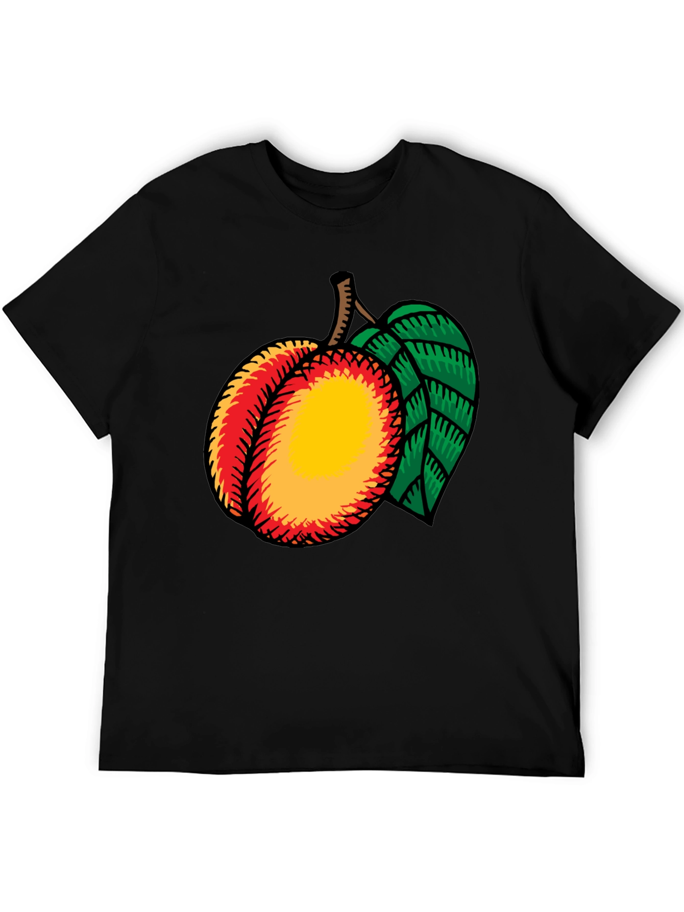 Peach Graphic Tee - Casual Black T-Shirt