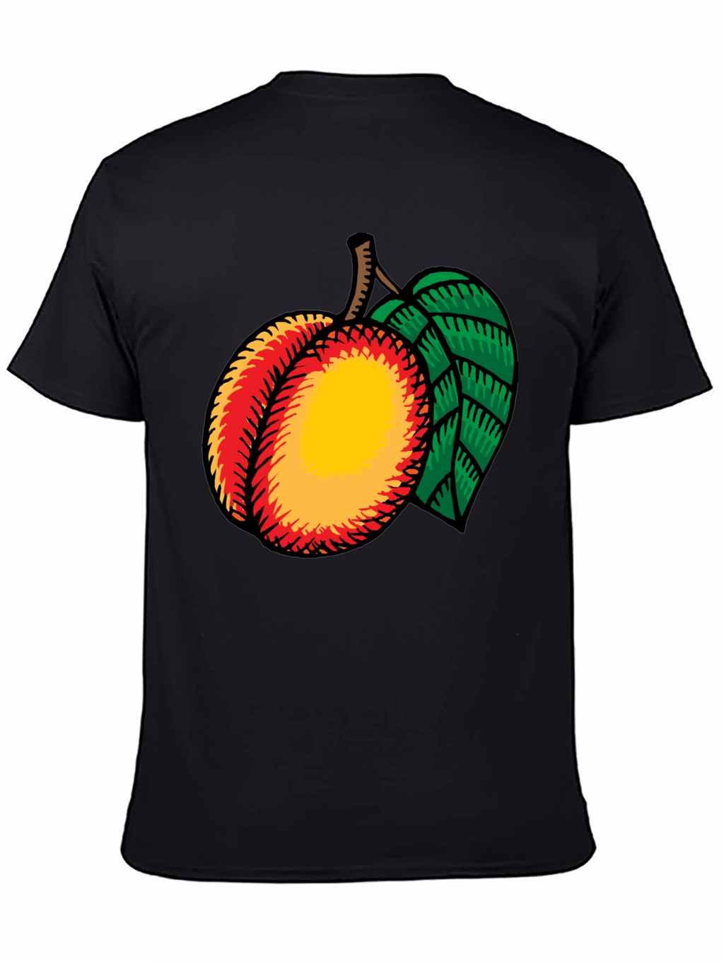 Peach Graphic Tee - Casual Black T-Shirt