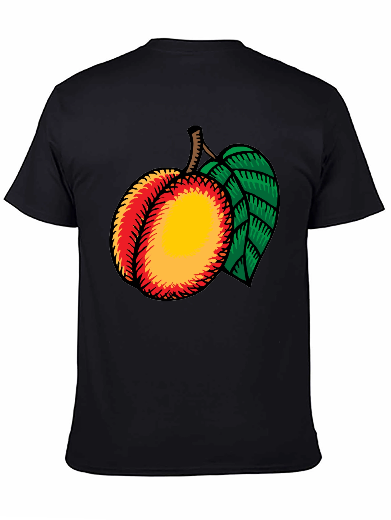 Peach Graphic Tee - Casual Black T-Shirt