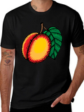 Peach Graphic Tee - Casual Black T-Shirt