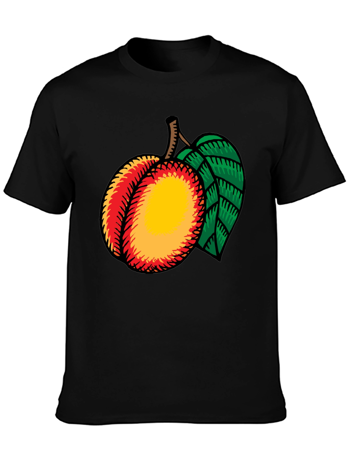 Peach Graphic Tee - Casual Black T-Shirt