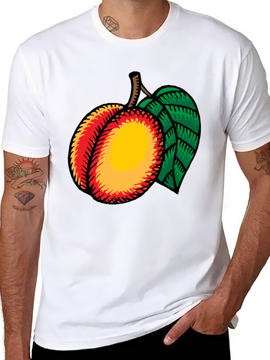 Peach Graphic Tee - Casual Black T-Shirt