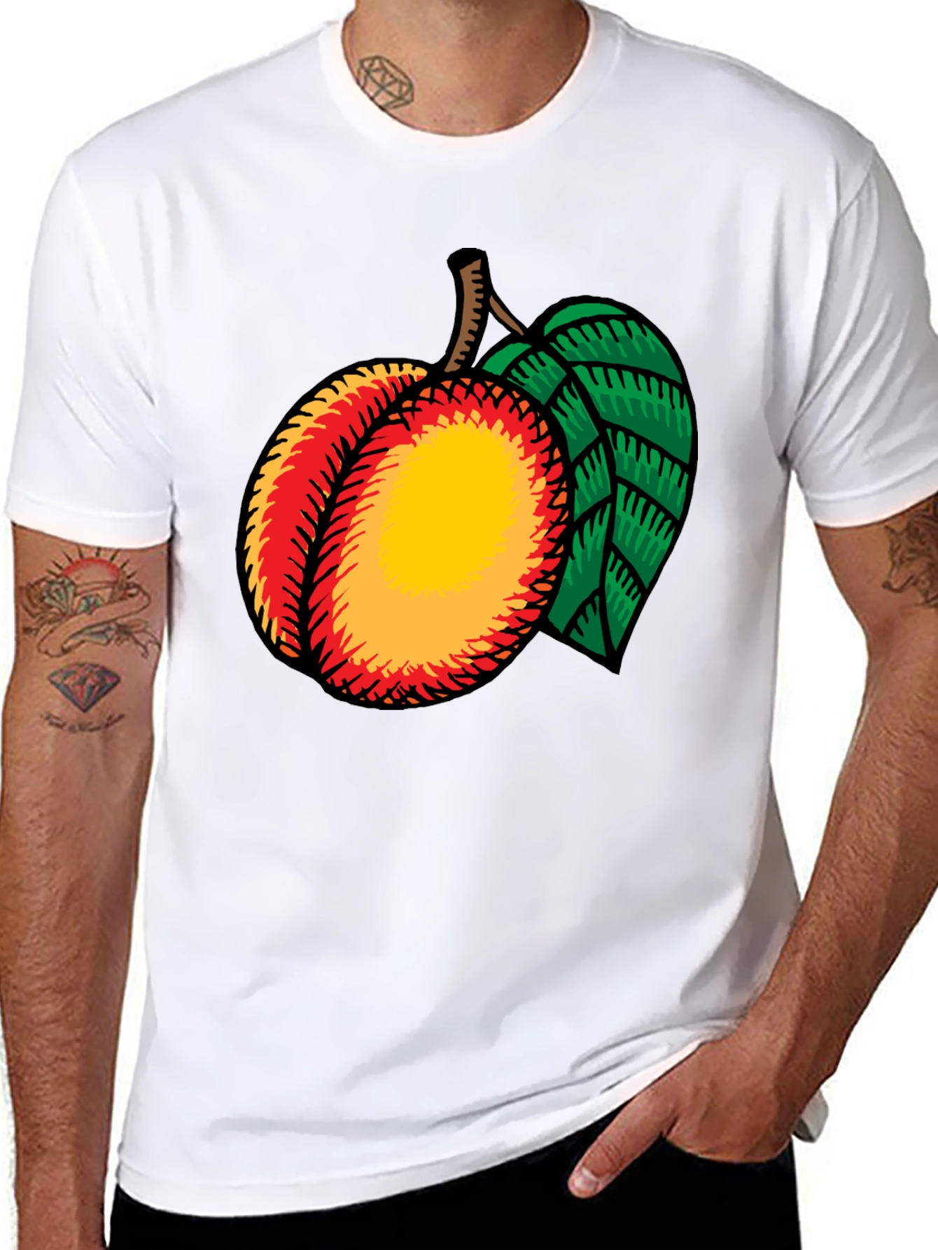 Peach Graphic Tee - Casual Black T-Shirt