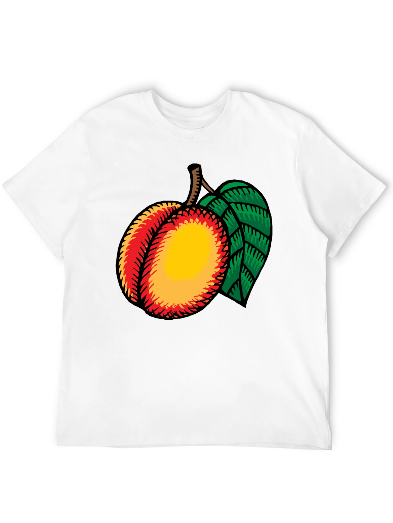 Peach Graphic Tee - Casual Black T-Shirt
