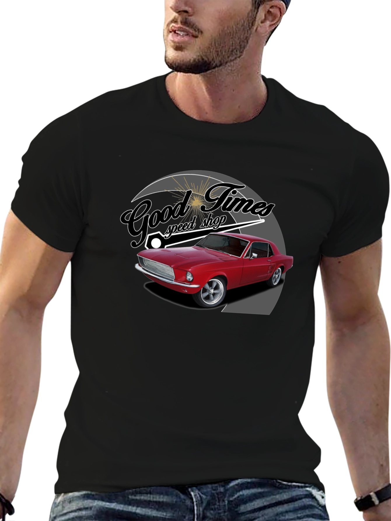 Good Times Speed Shop Car Graphic T-Shirt